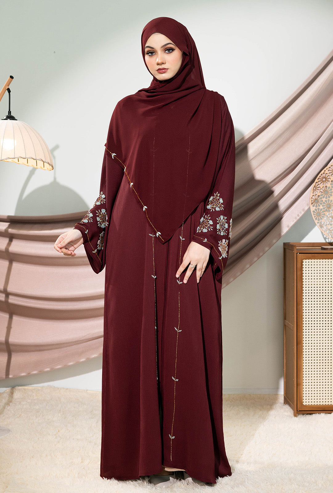 HANAN ABAYA BURGUNDY