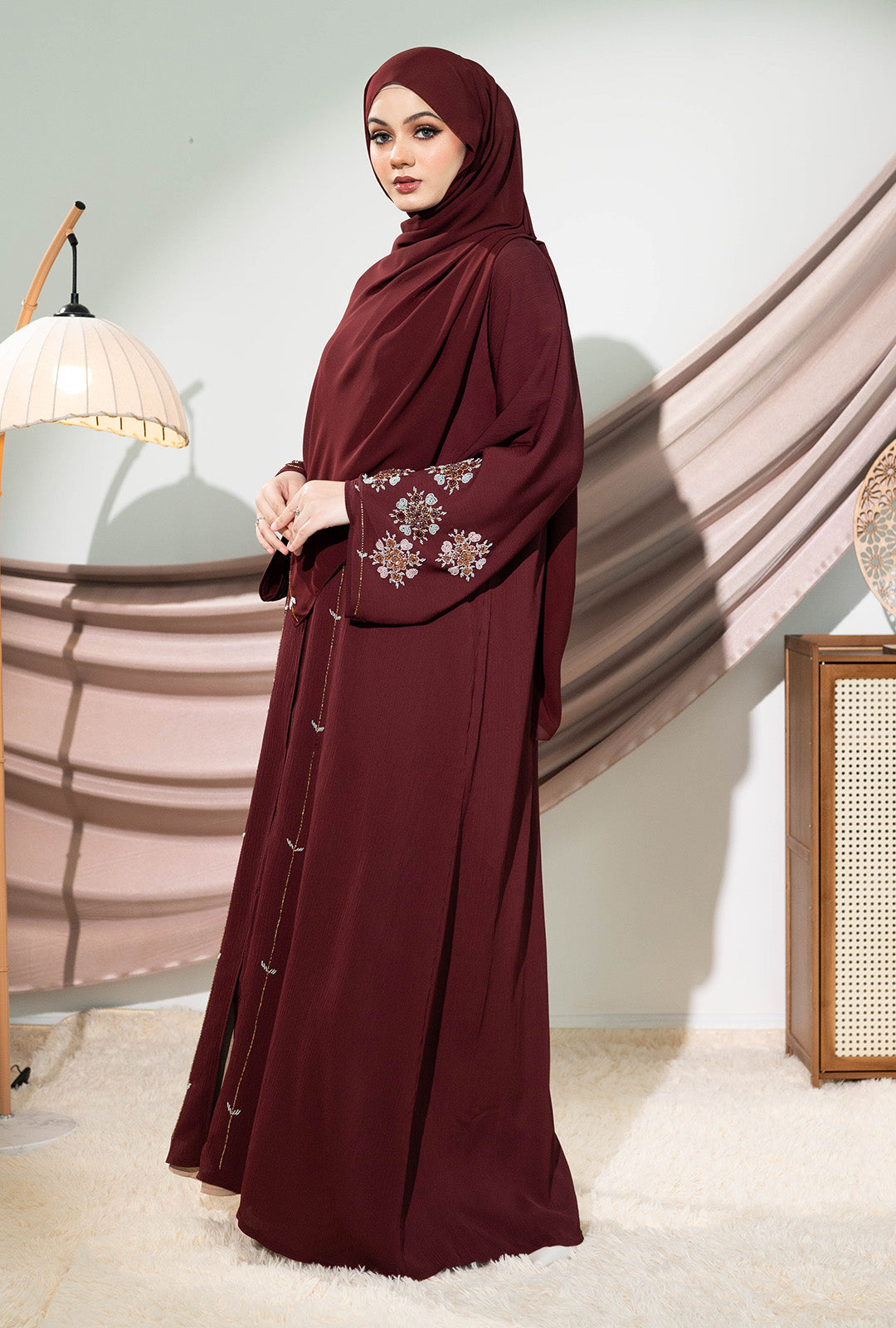 HANAN ABAYA BURGUNDY