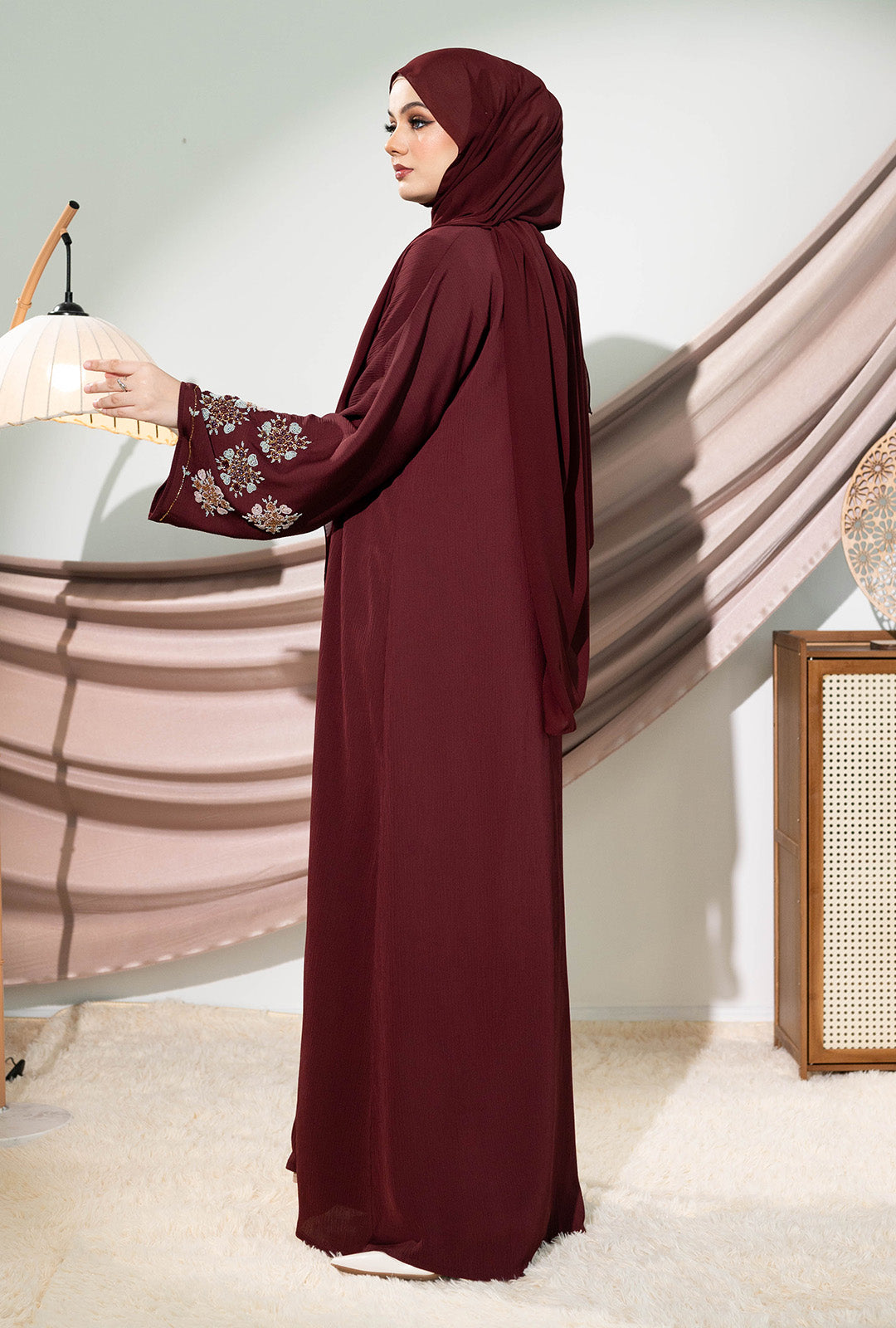 HANAN ABAYA BURGUNDY