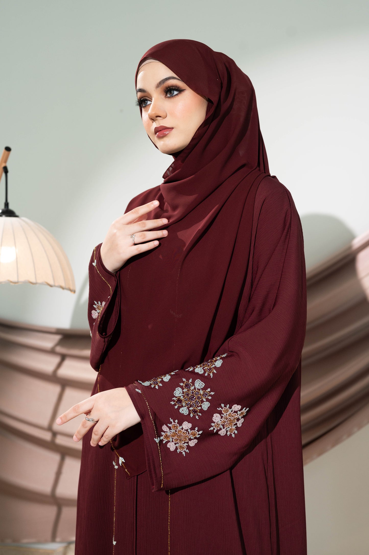 HANAN ABAYA BURGUNDY