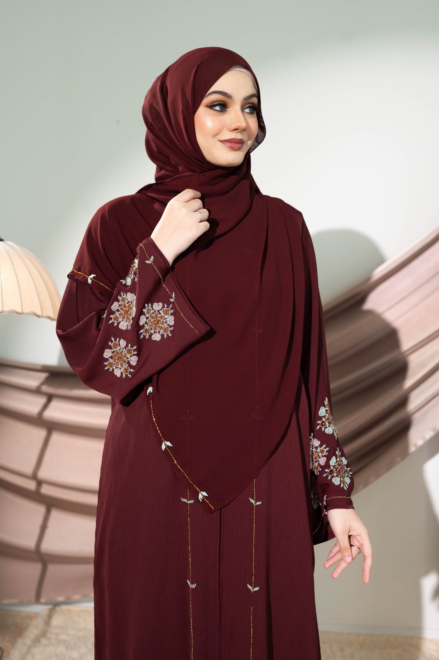 HANAN ABAYA BURGUNDY