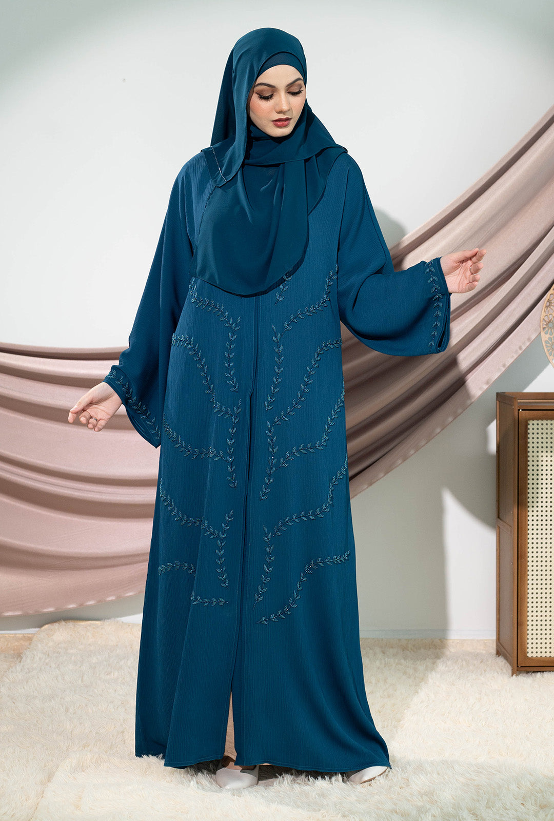 TASNEEM ABAYA TEAL BLUE