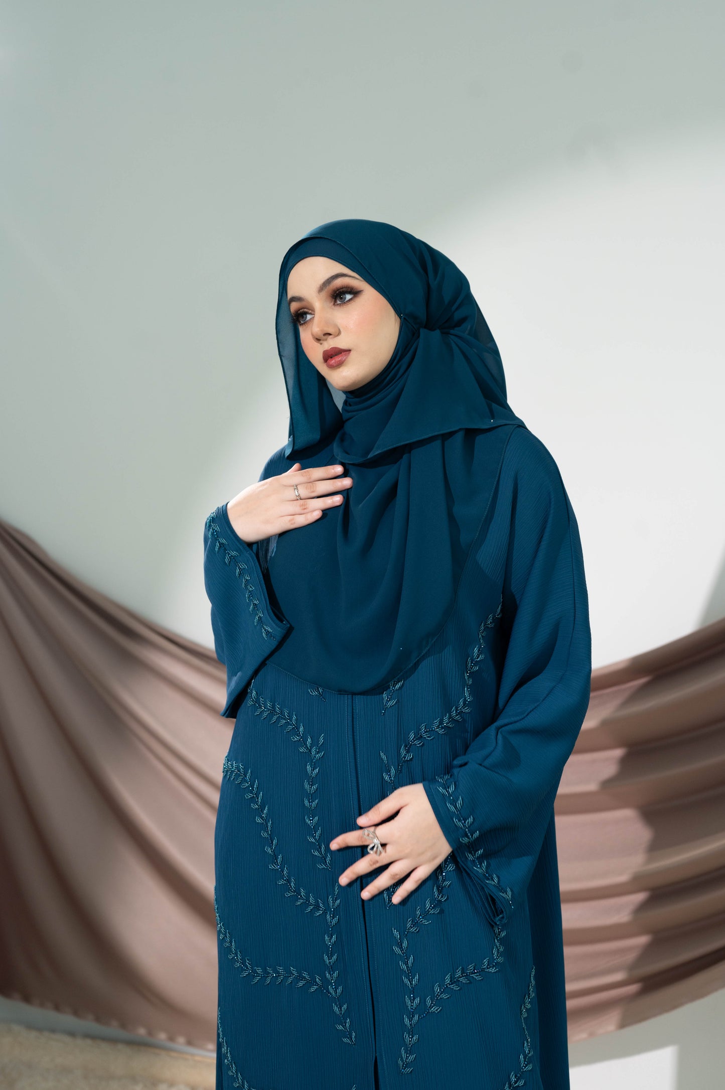 TASNEEM ABAYA TEAL BLUE