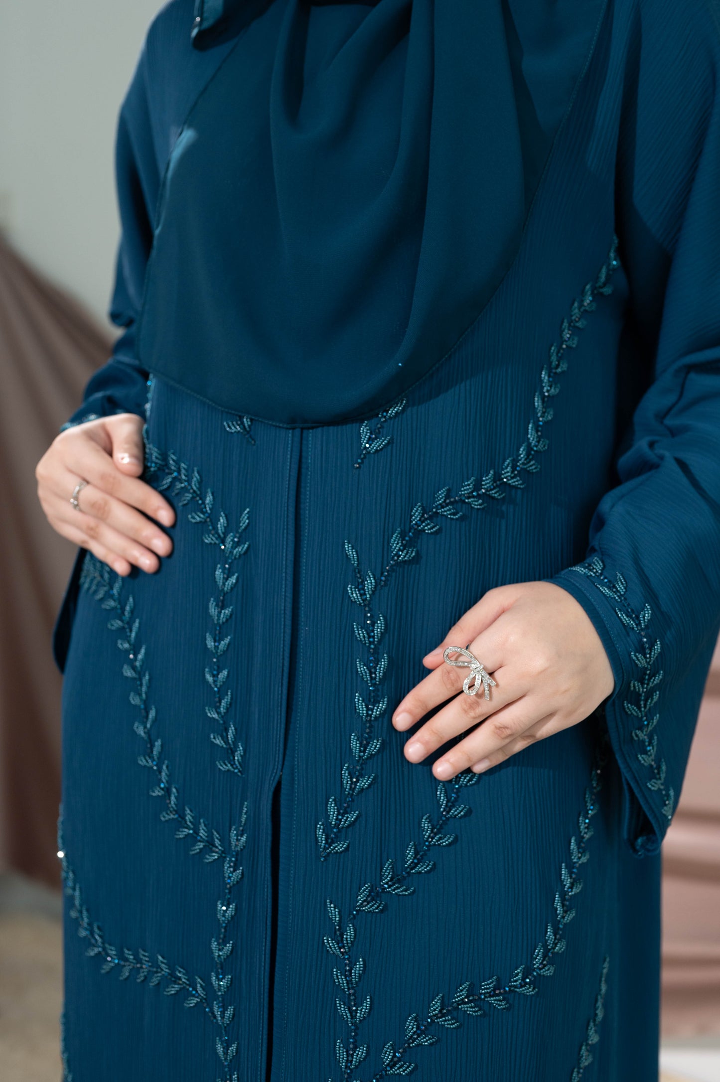 TASNEEM ABAYA TEAL BLUE
