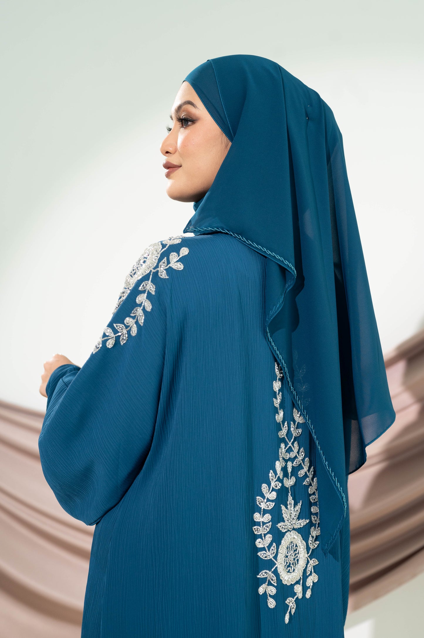 AREESHA ABAYA TEAL BLUE