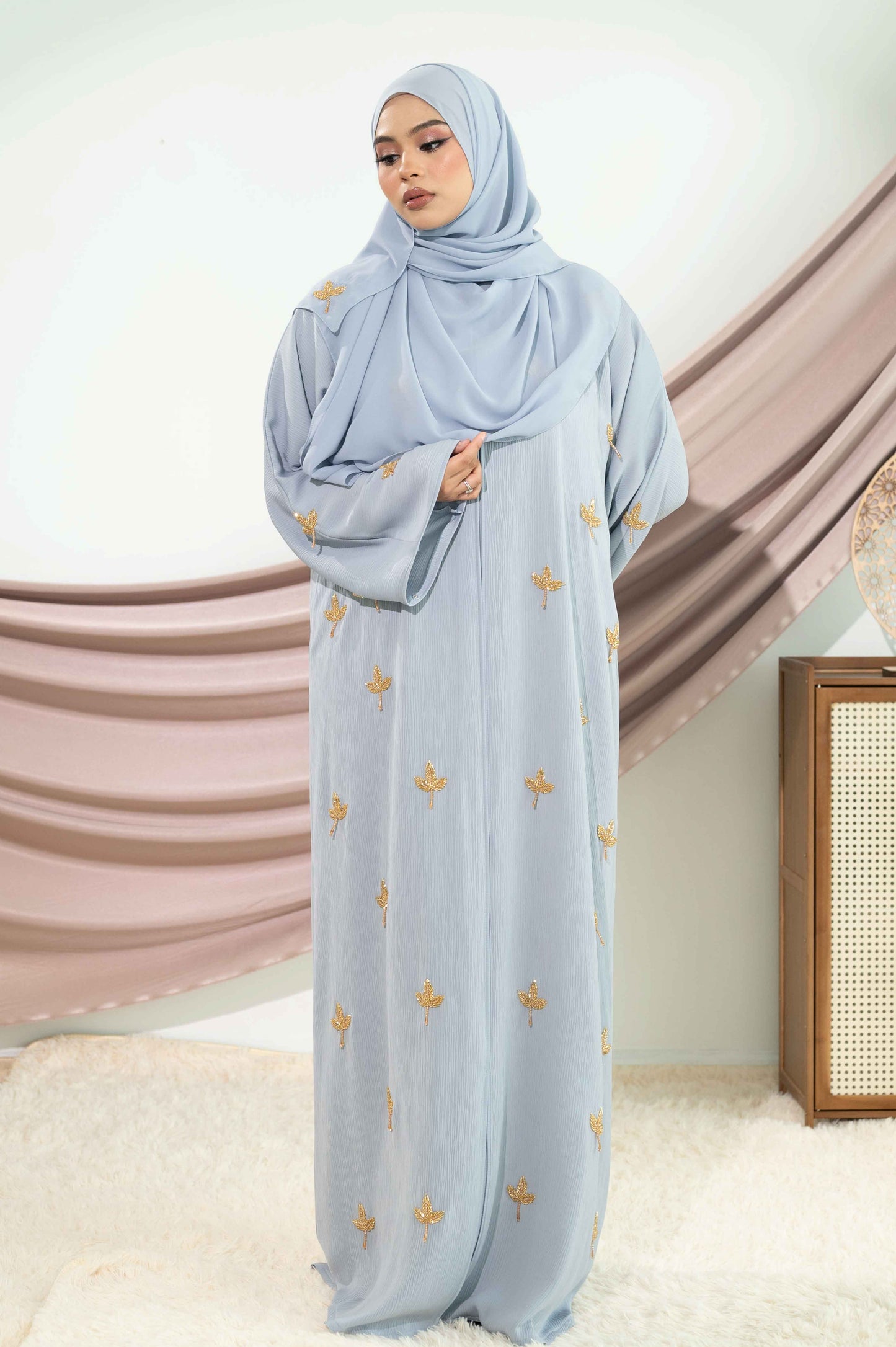 NAJMA ABAYA DUSTY BLUE