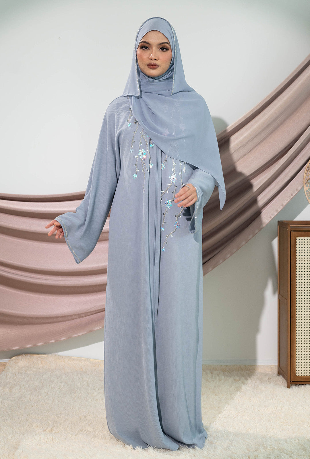 KAAMIL ABAYA POWDER BLUE