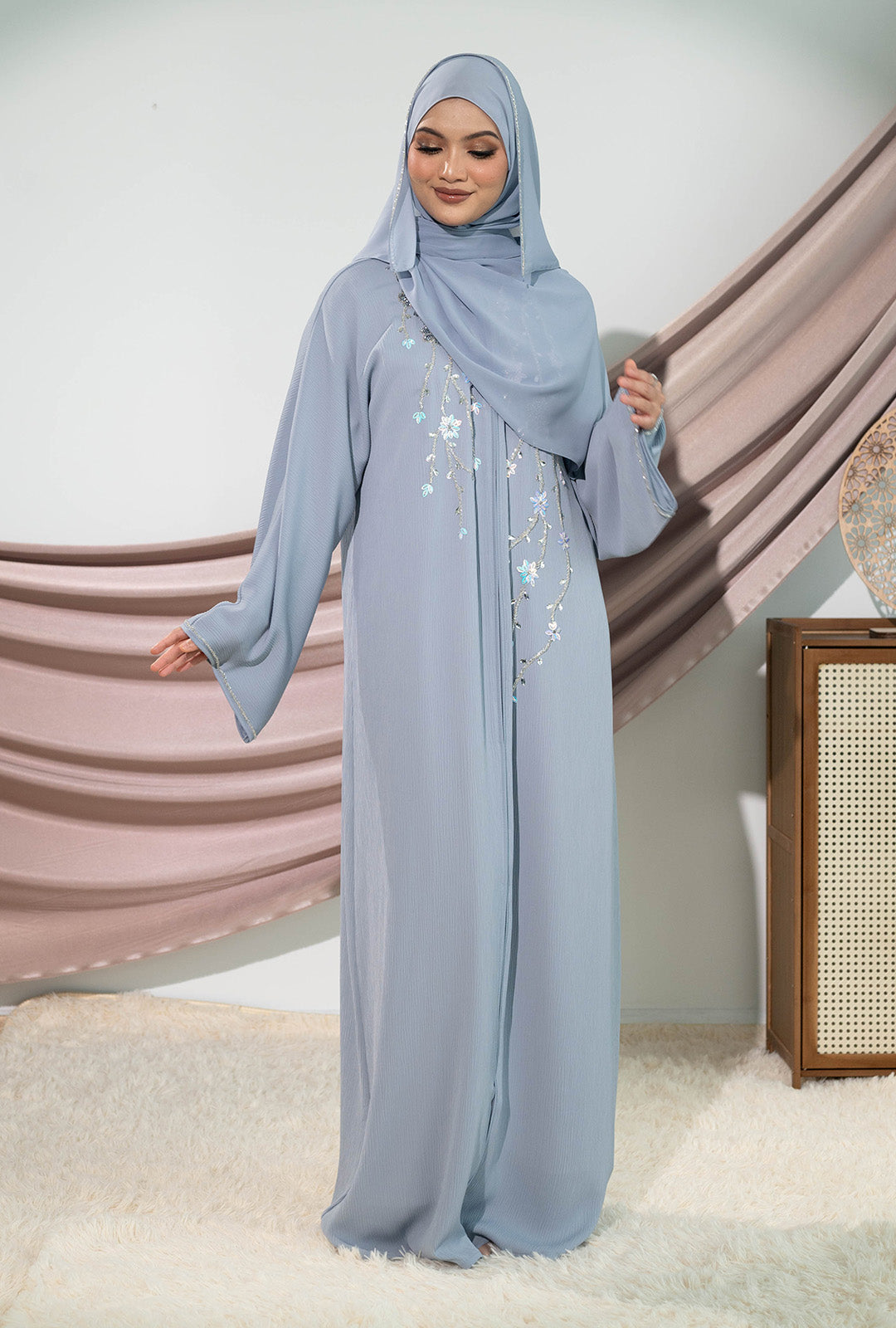 KAAMIL ABAYA POWDER BLUE