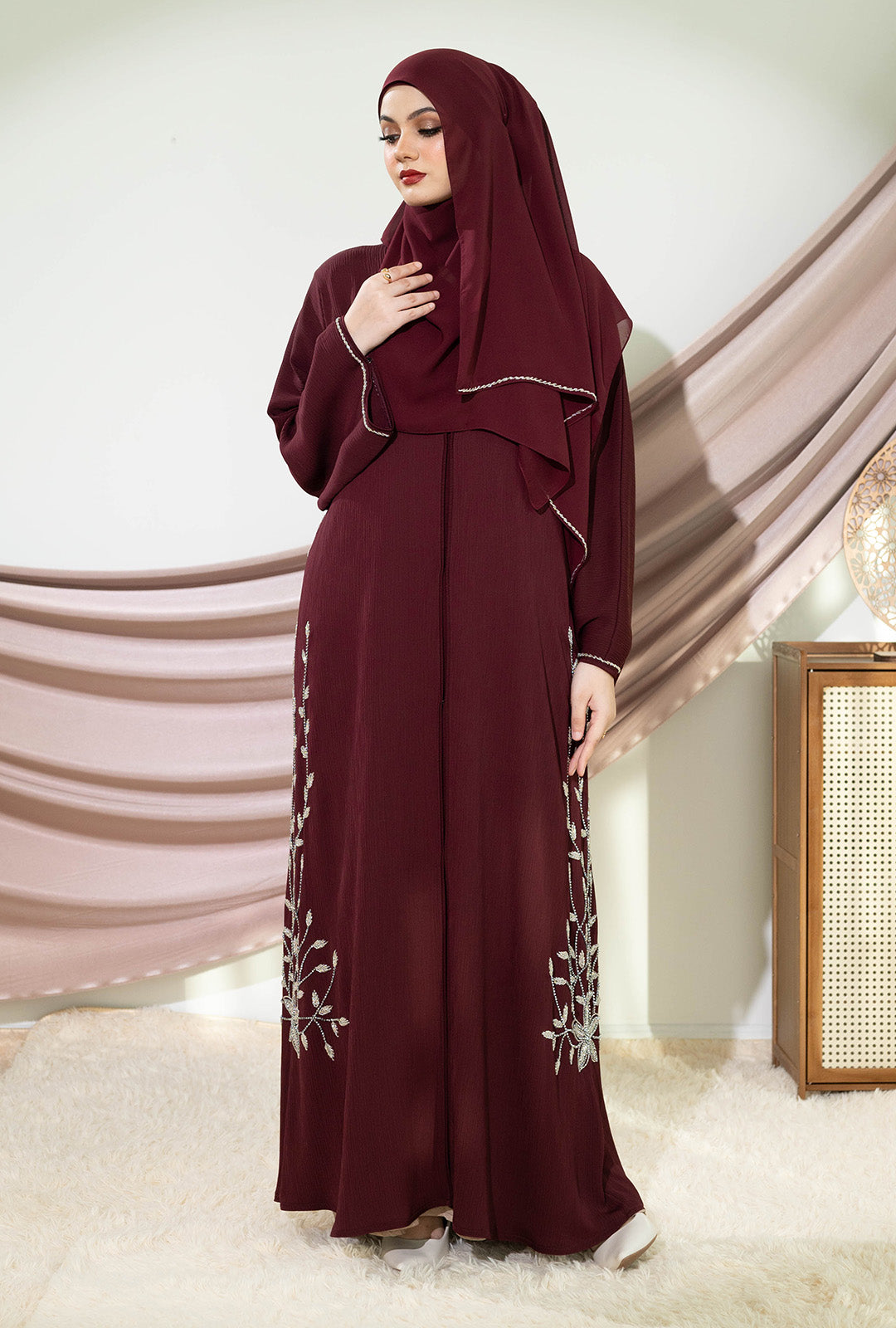 NAMYLA ABAYA BURGUNDY