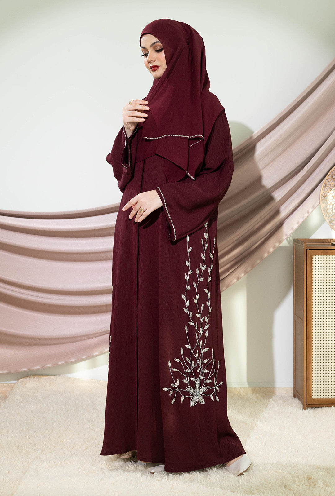 NAMYLA ABAYA BURGUNDY