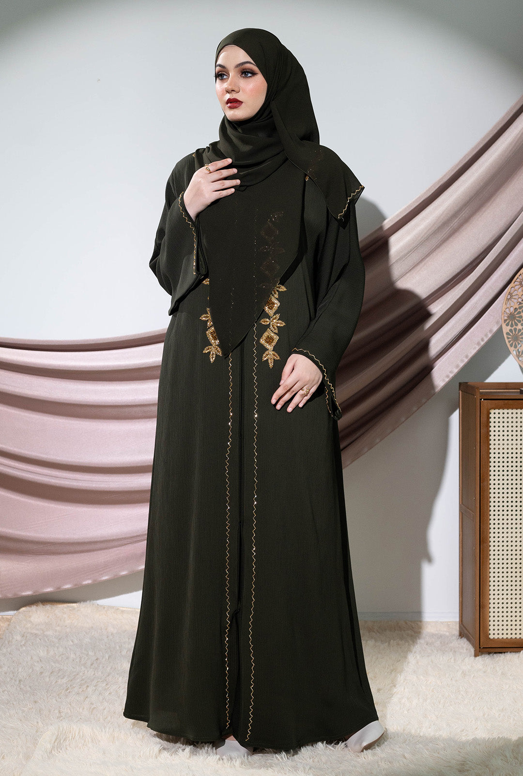 LEANDRA ABAYA DARK OLIVE