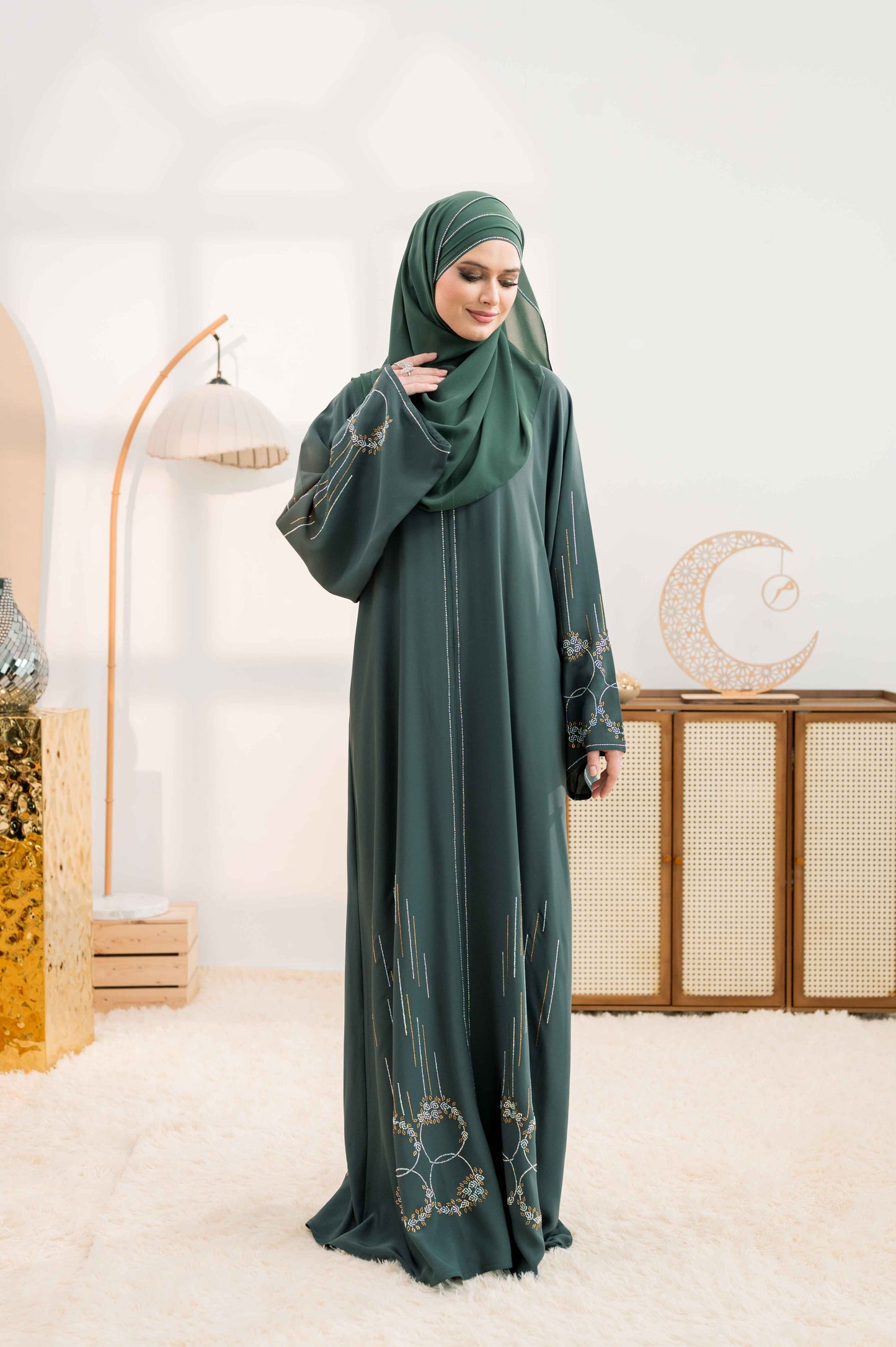 MAHEEM ABAYA DARK GREEN