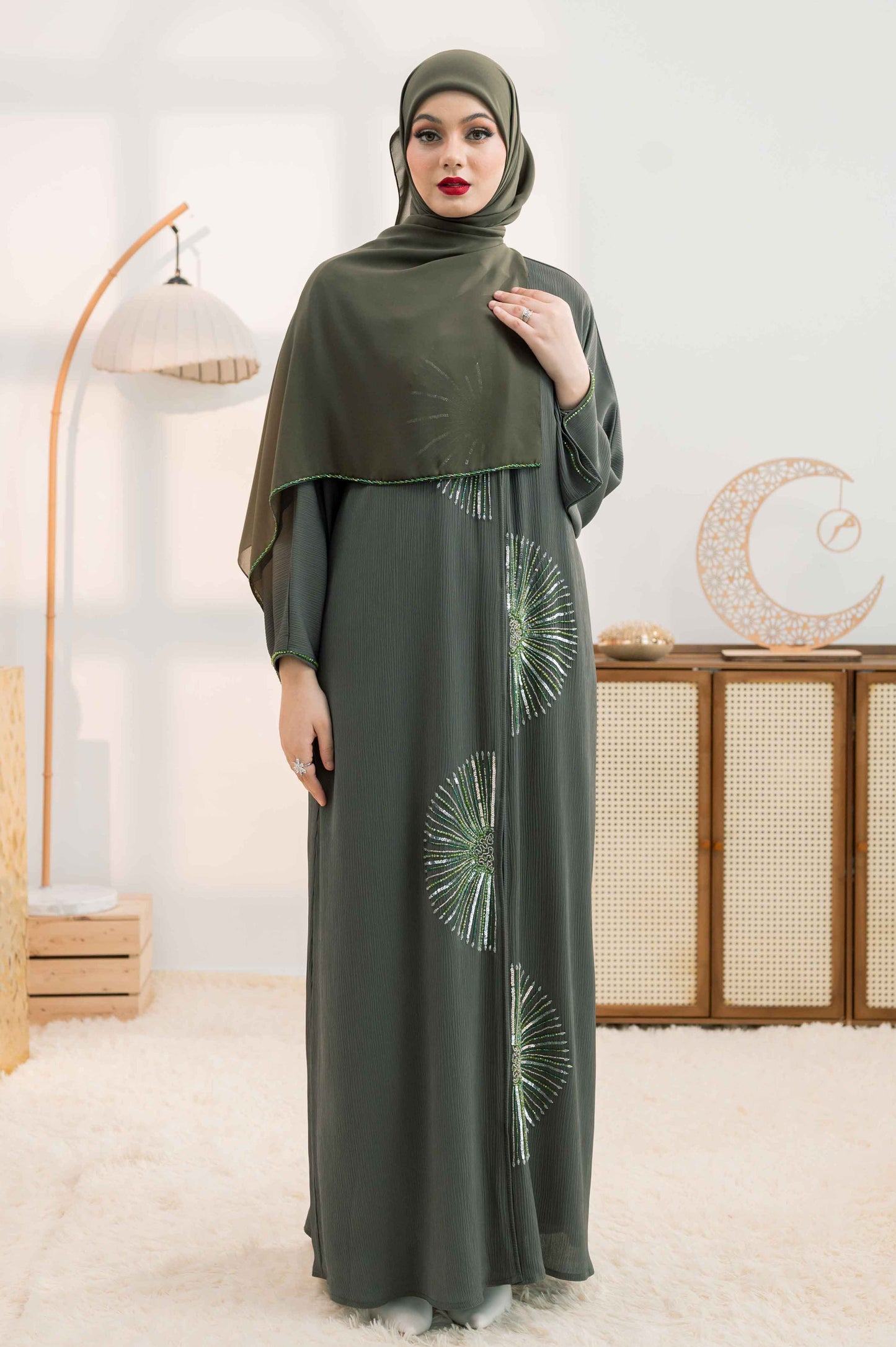 LAYALI ABAYA OLIVINE GREEN