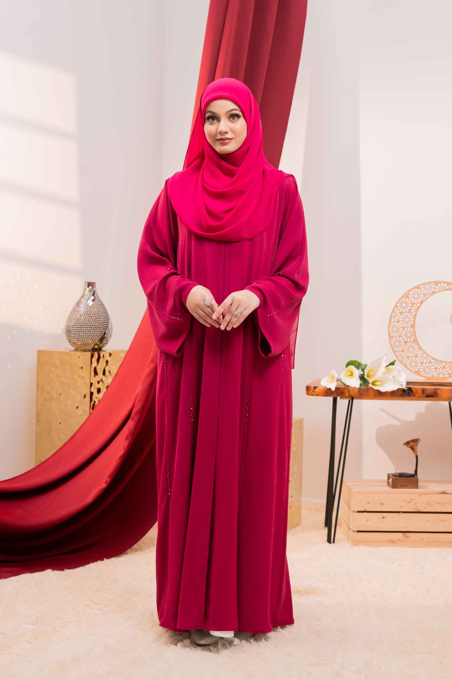 HAMRA ABAYA FUCHSIA RED