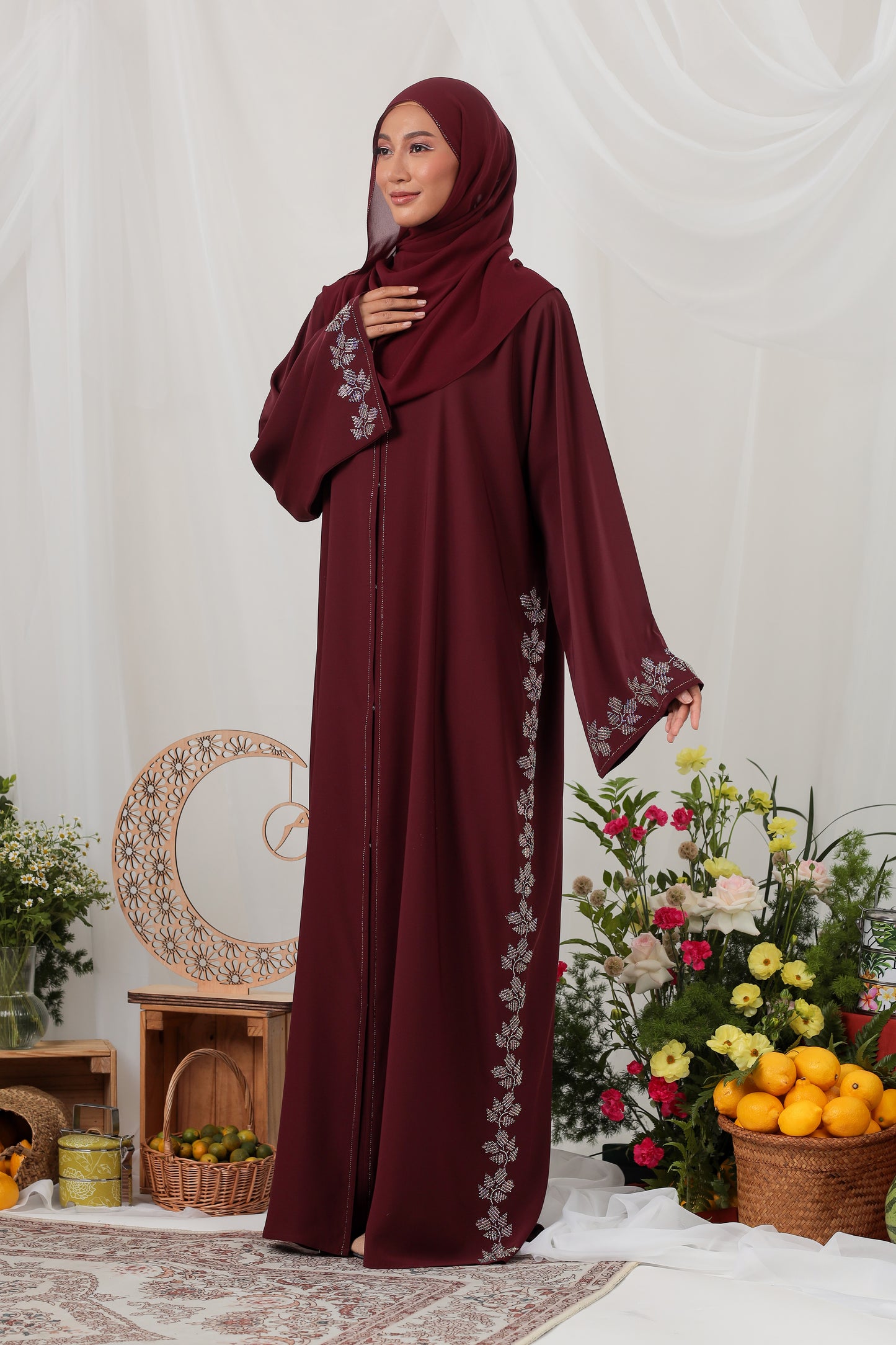 JAWHARA ABAYA BURGUNDY