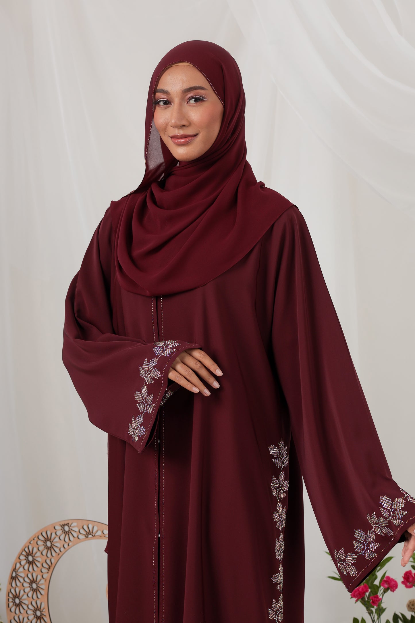 JAWHARA ABAYA BURGUNDY
