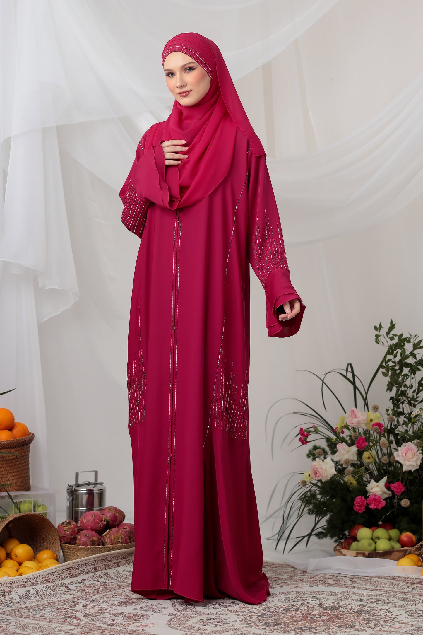 ELVINA ABAYA FUSHCIA PINK