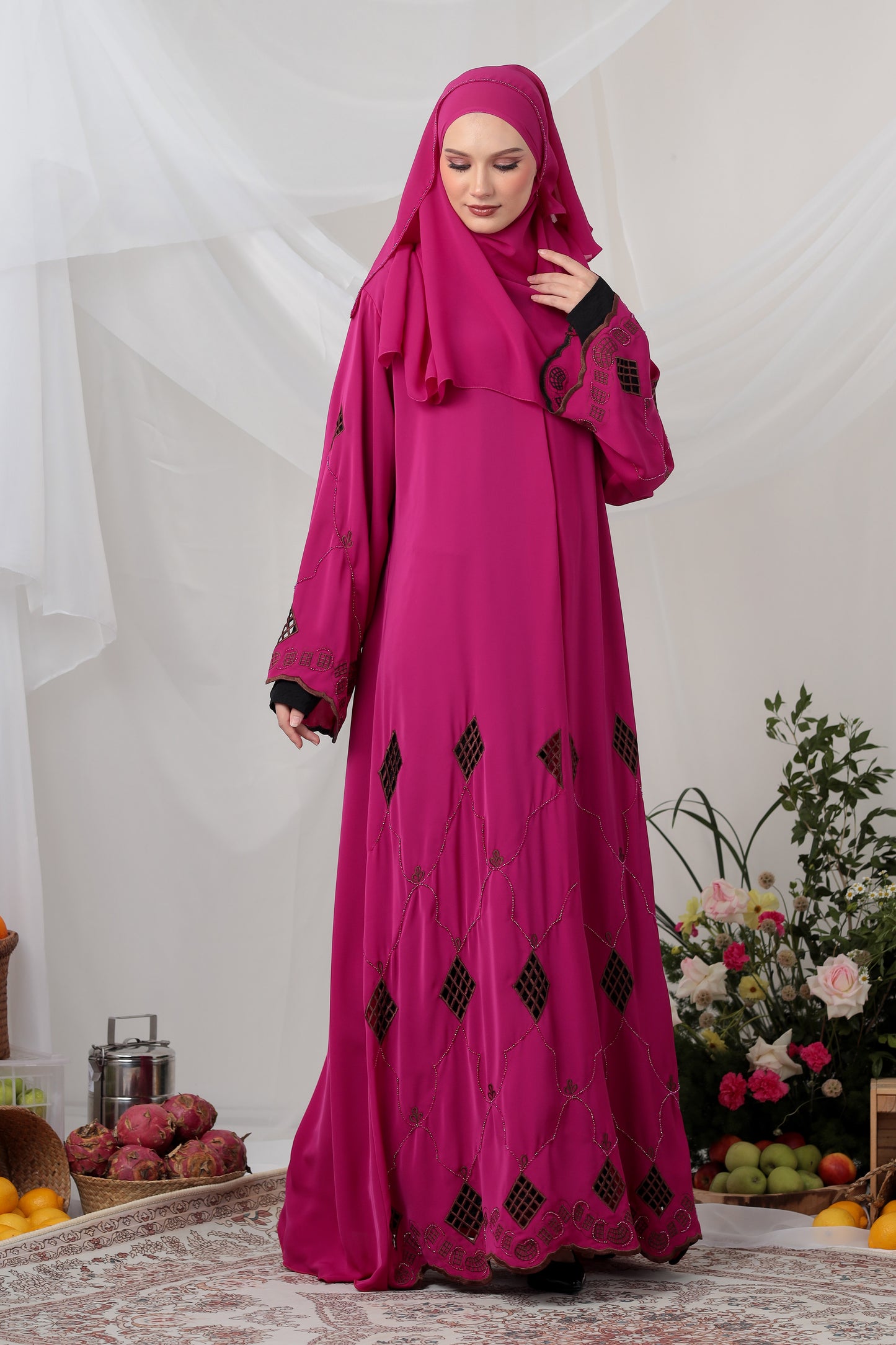 NASREEN ABAYA FUCHSIA PINK