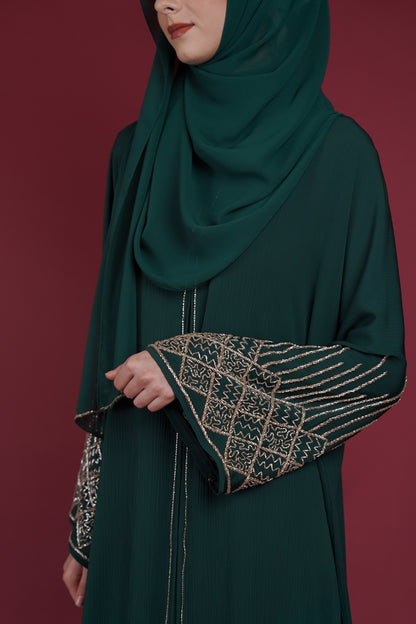 NAWAL ABAYA POSY GREEN