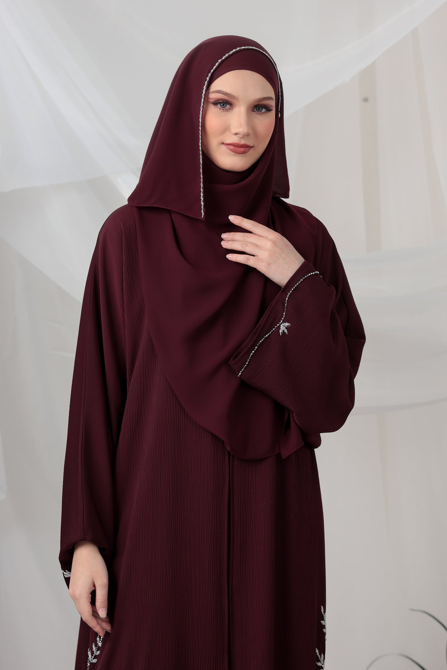 NAZNEEN ABAYA BURGUNDY