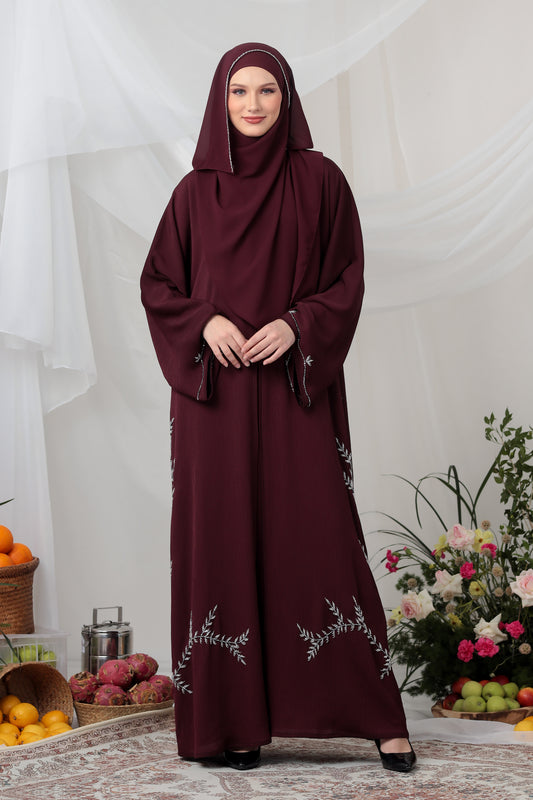 NAZNEEN ABAYA BURGUNDY