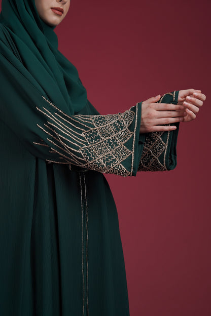 NAWAL ABAYA POSY GREEN