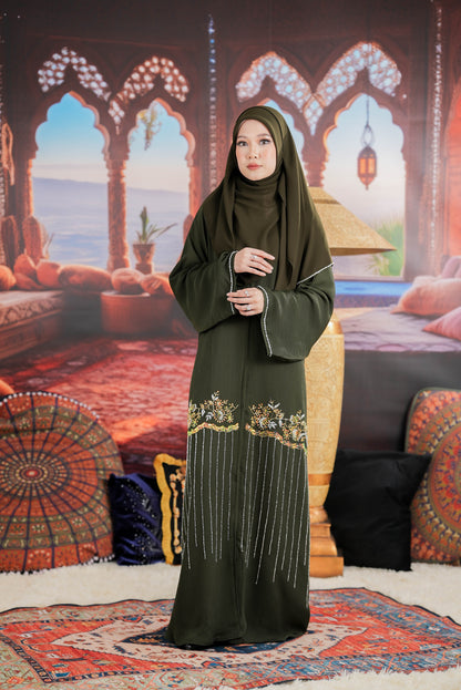 MAJRA ABAYA ARMY GREEN