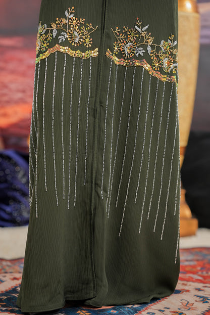 MAJRA ABAYA ARMY GREEN