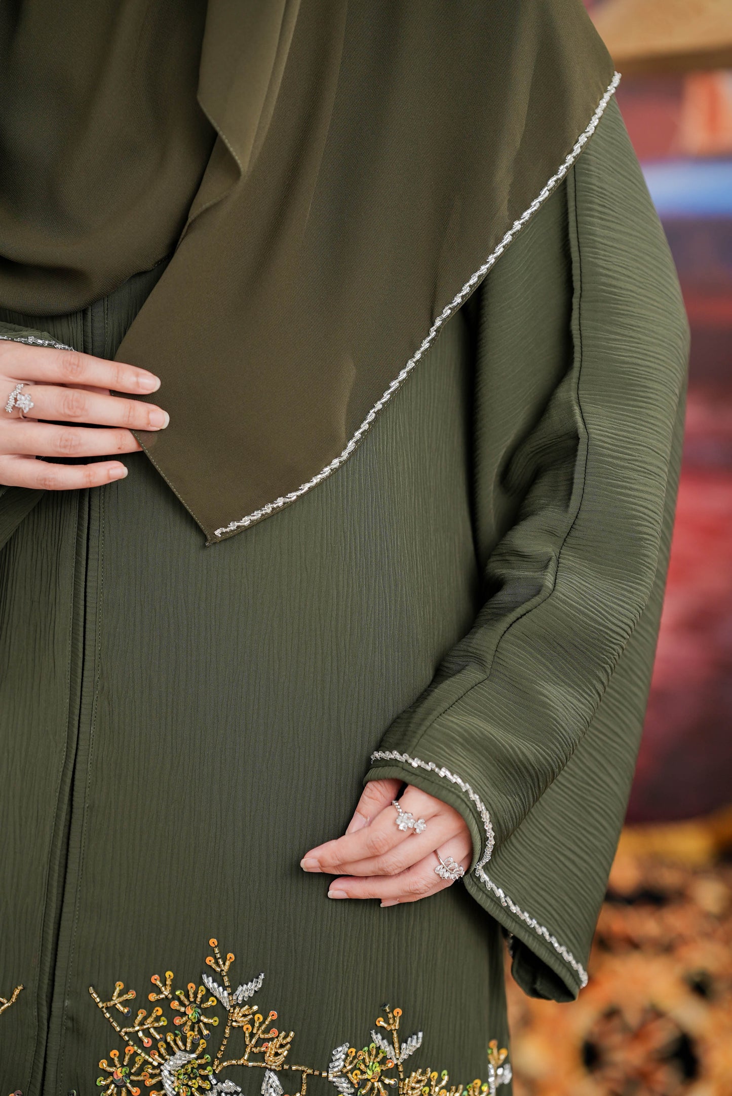MAJRA ABAYA ARMY GREEN