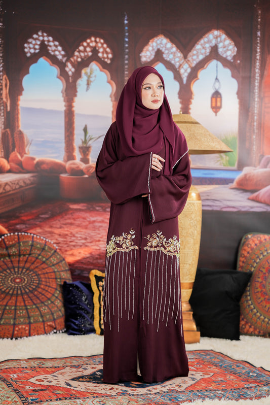 MAJRA ABAYA DARK MAROON