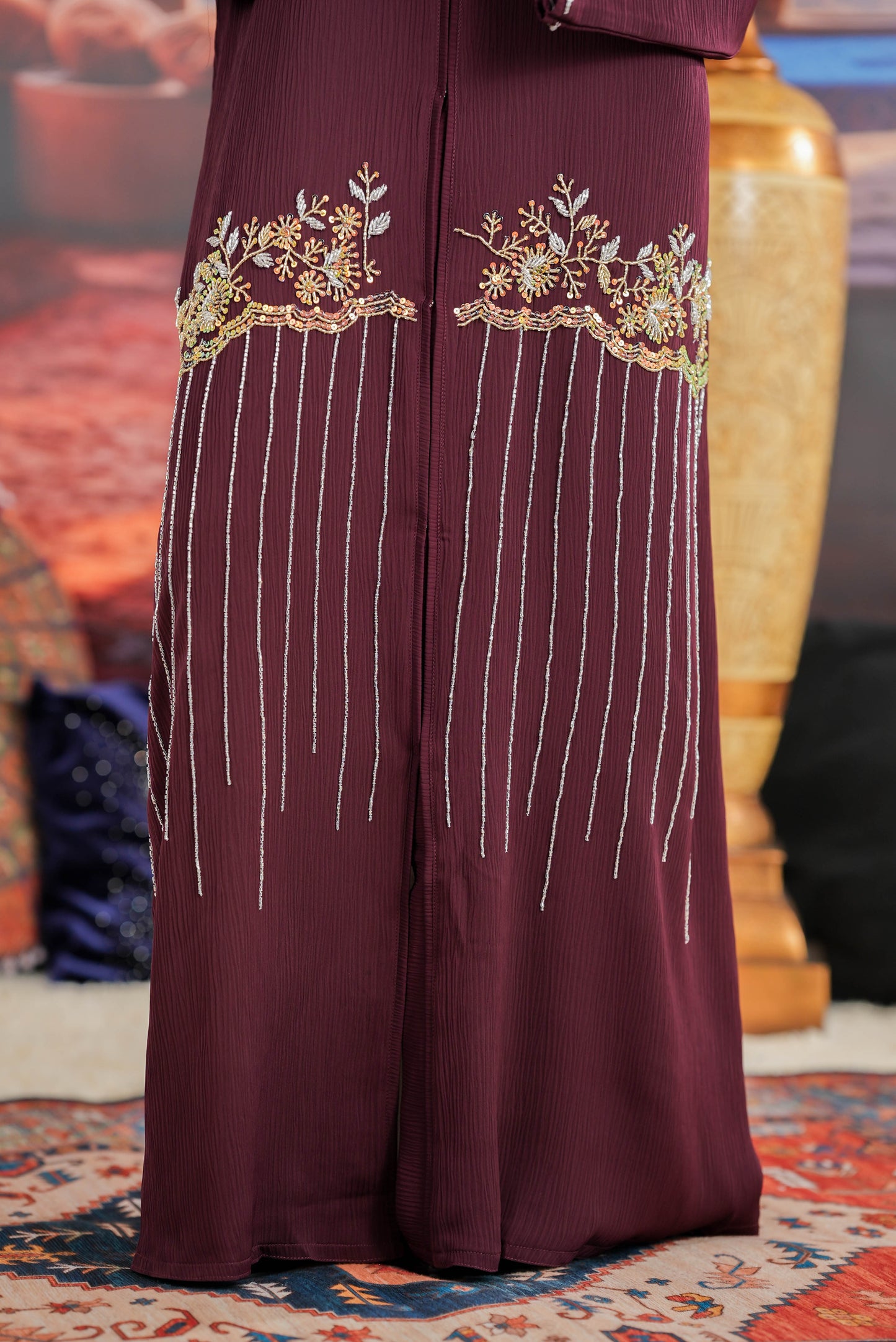 MAJRA ABAYA DARK MAROON