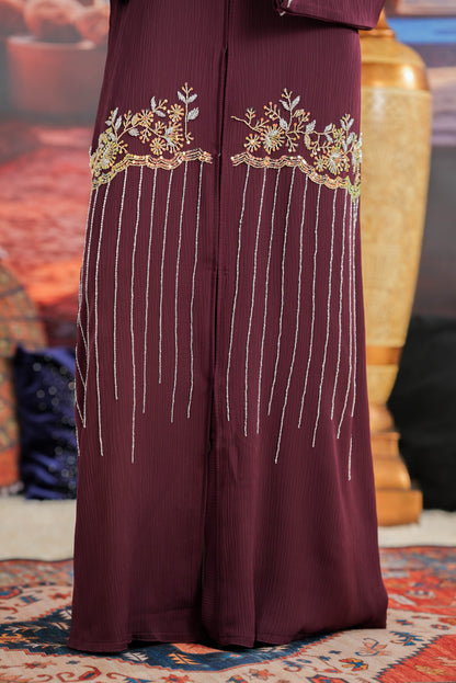 MAJRA ABAYA DARK MAROON