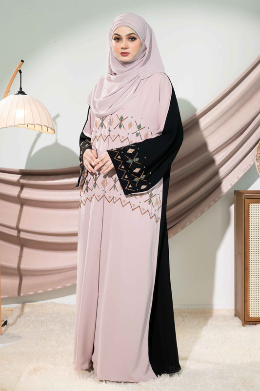 DWI ABAYA MAUVE CHALK - BLACK