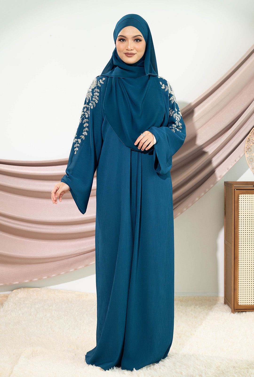 AREESHA ABAYA TEAL BLUE
