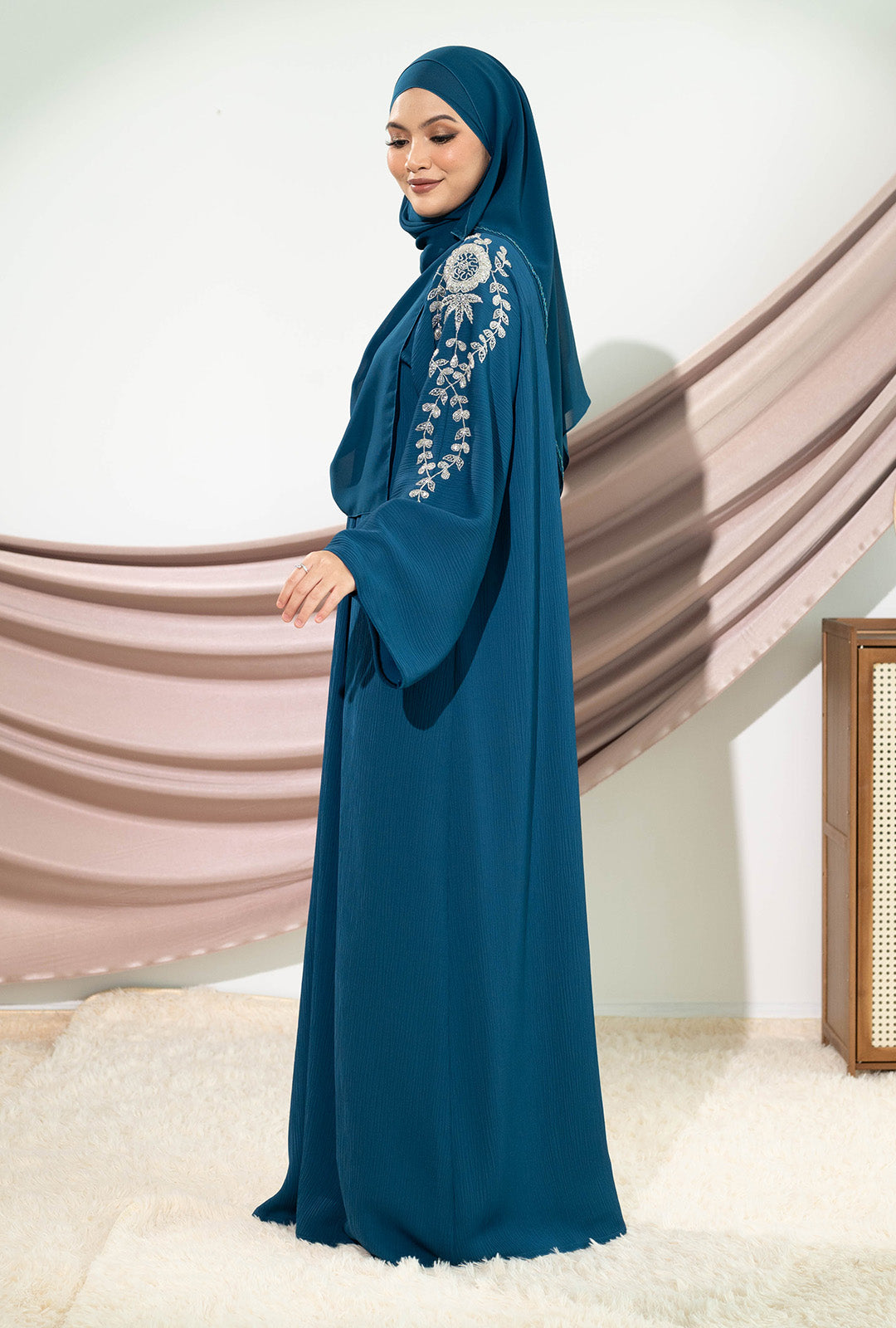 AREESHA ABAYA TEAL BLUE