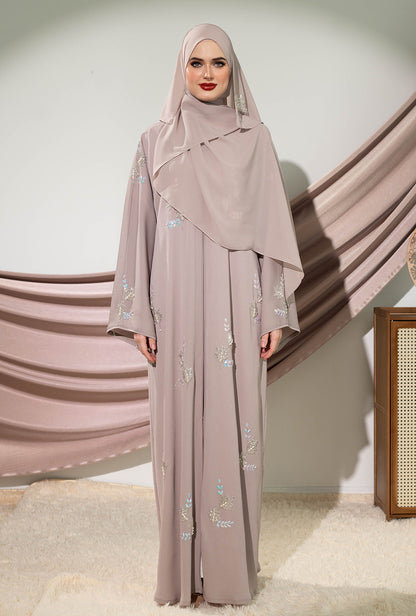 NIMRA ABAYA SILVER GREY