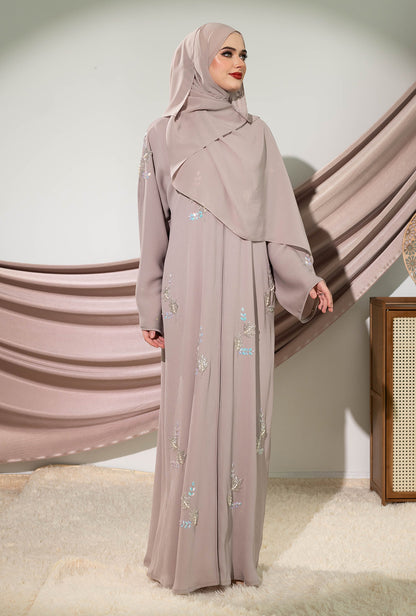NIMRA ABAYA SILVER GREY