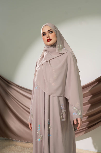 NIMRA ABAYA SILVER GREY