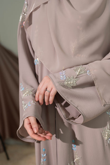NIMRA ABAYA SILVER GREY