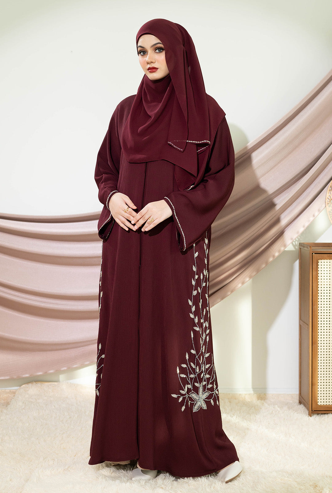 NAMYLA ABAYA BURGUNDY