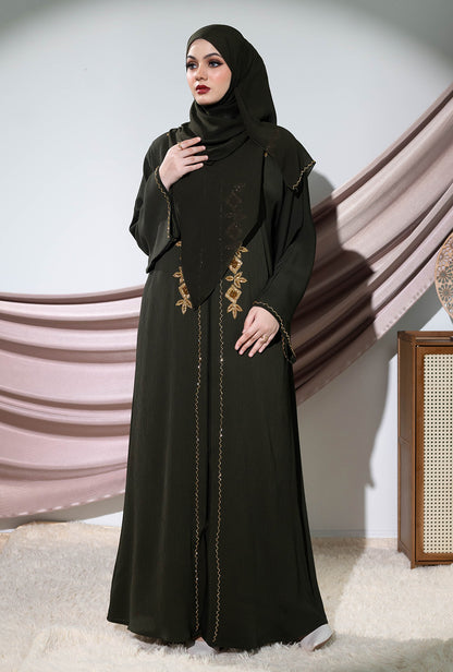 LEANDRA ABAYA DARK OLIVE