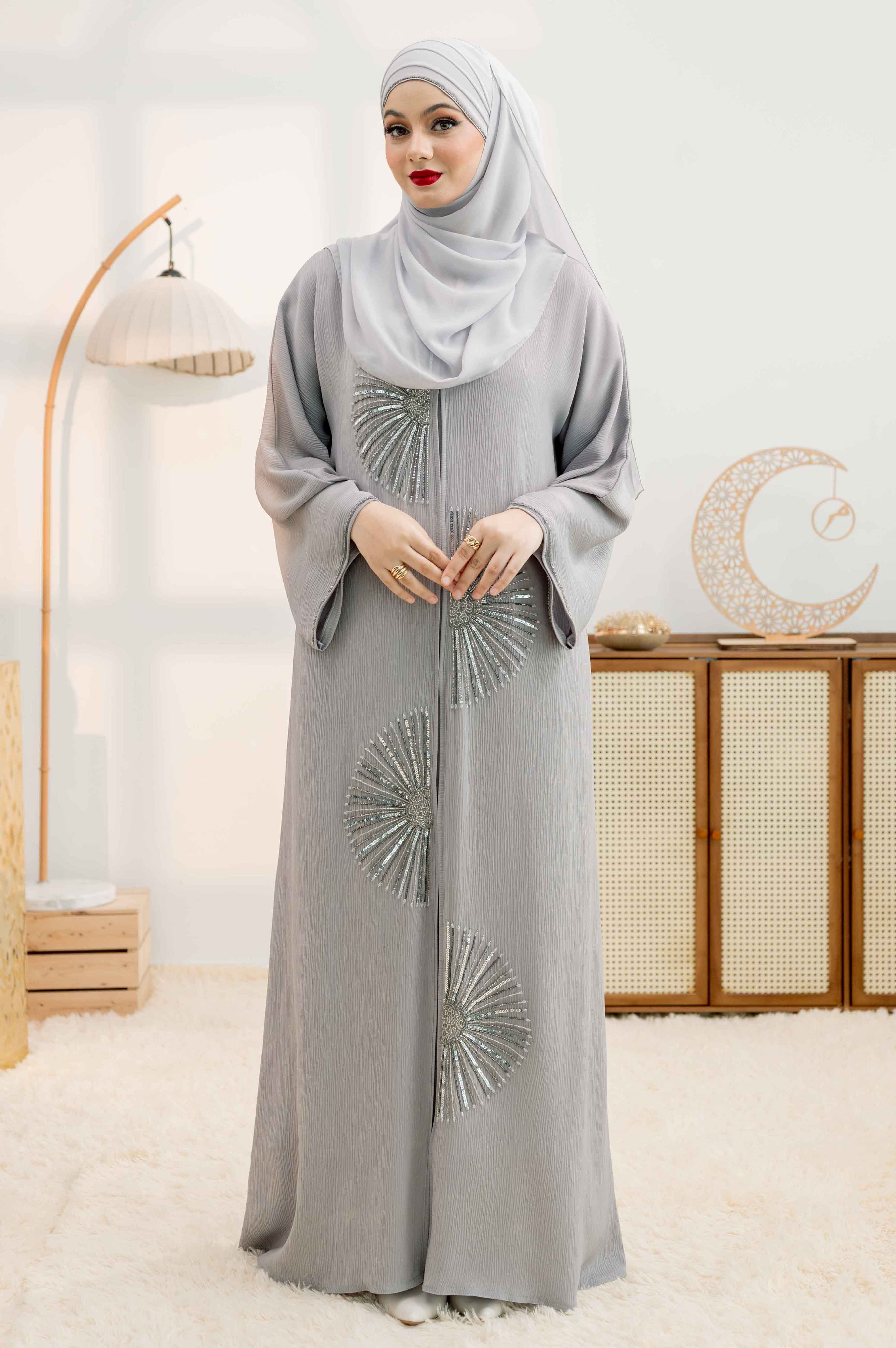 LAYALI ABAYA LIGHT GREY – Munawwareen