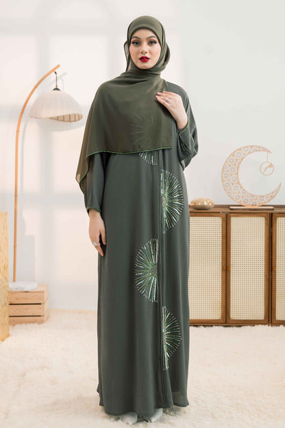 LAYALI ABAYA OLIVINE GREEN