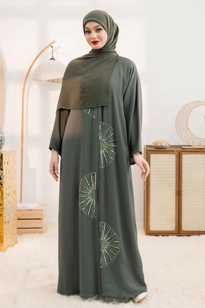 LAYALI ABAYA OLIVINE GREEN