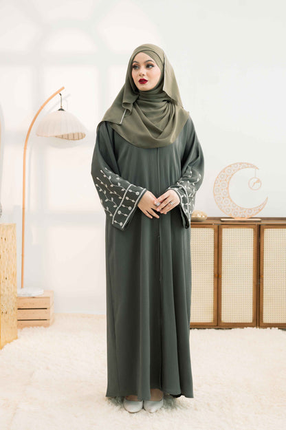 BILQIS ABAYA OLIVINE GREEN