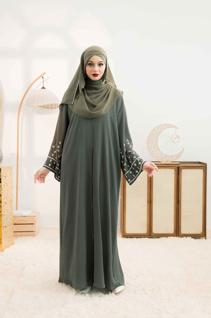 BILQIS ABAYA OLIVINE GREEN
