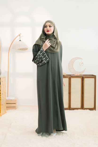 BILQIS ABAYA OLIVINE GREEN