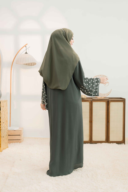BILQIS ABAYA OLIVINE GREEN