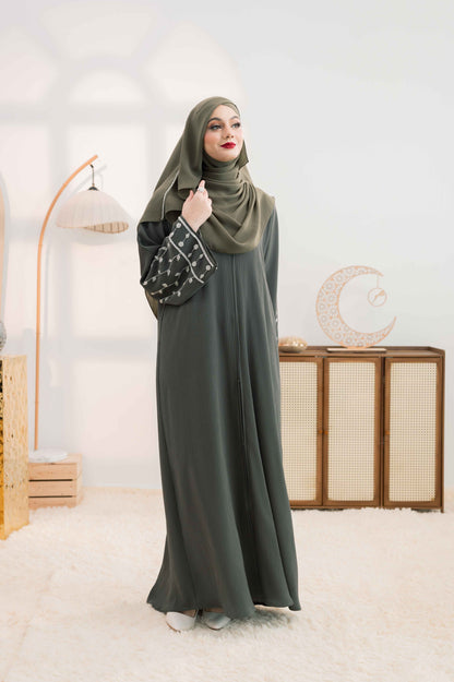 BILQIS ABAYA OLIVINE GREEN