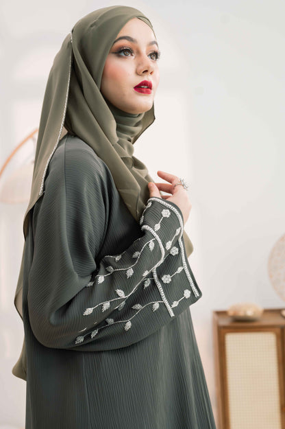 BILQIS ABAYA OLIVINE GREEN